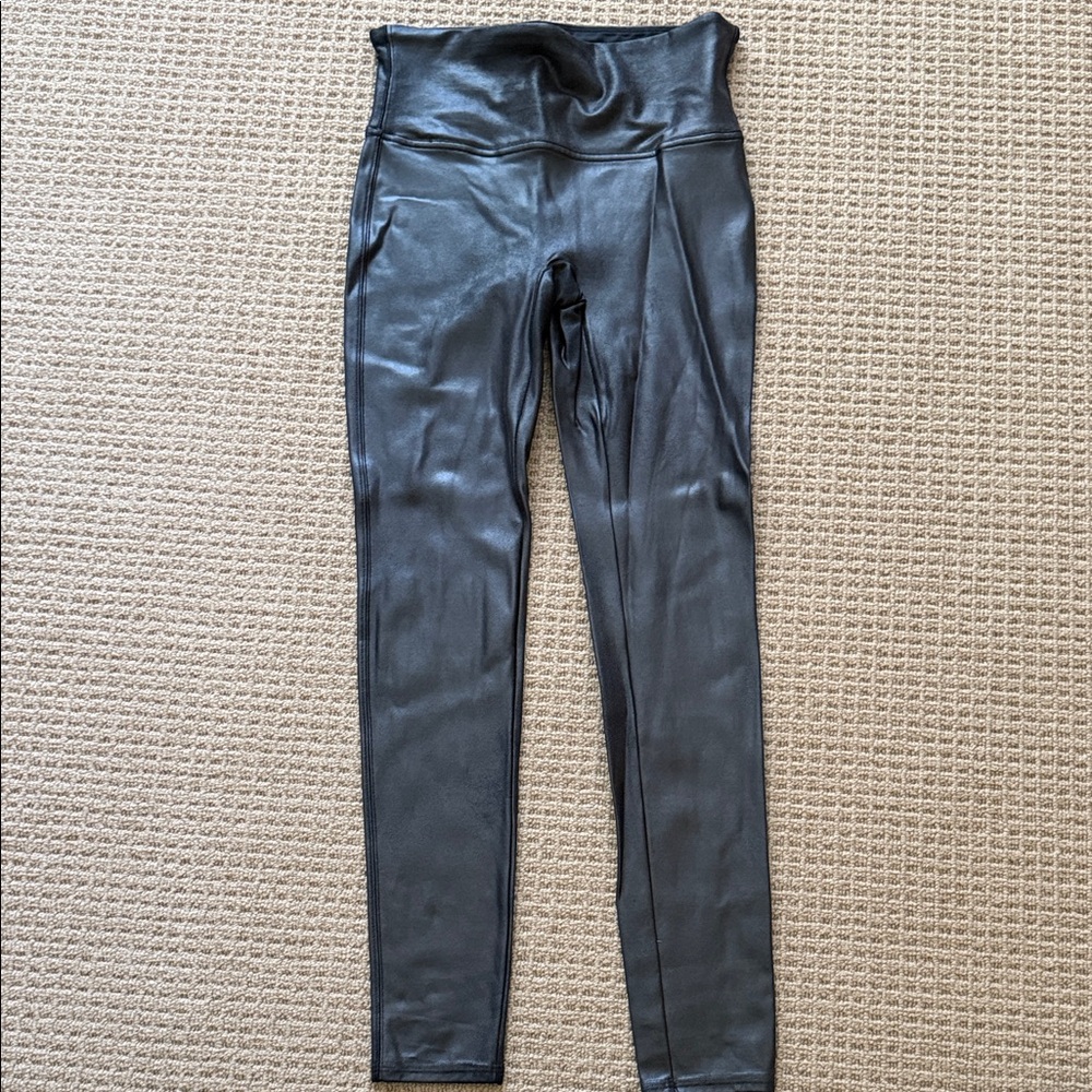 SPANX Faux Leather Black High-Waist Leggings